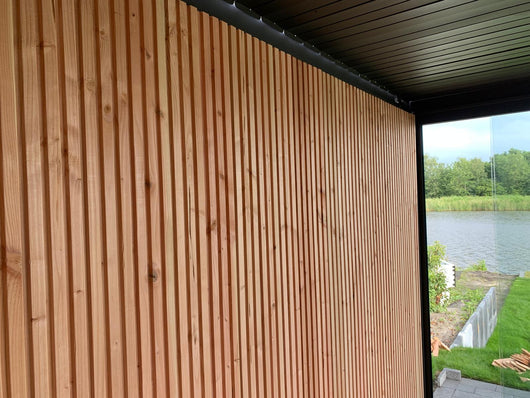 Houten zijwand met rhombus profiel detail - voor Mirador overkapping