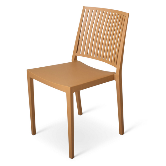 Stapelstoel Sittard Stevige designstoel gemaakt van 100% polypropyleen. UV- en waterbestendig. Makkelijk schoon te maken en geen kleurverlies. De stoel is versterkt met glasvezel. Kleur: okergeel