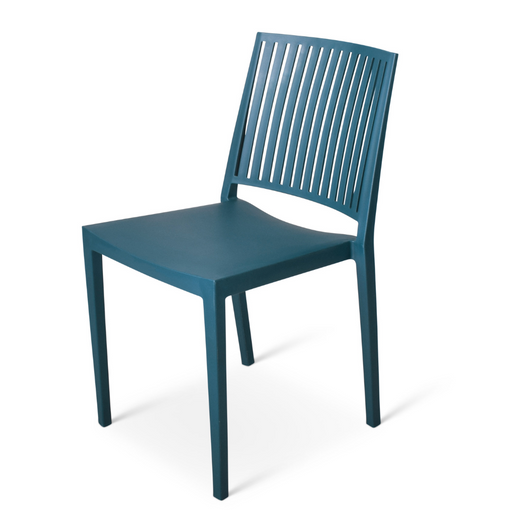 Stapelstoel Sittard Stevige designstoel gemaakt van 100% polypropyleen. UV- en waterbestendig. Makkelijk schoon te maken en geen kleurverlies. De stoel is versterkt met glasvezel. Kleur: petrol