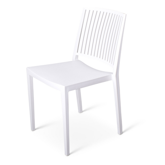Stapelstoel Sittard Stevige designstoel gemaakt van 100% polypropyleen. UV- en waterbestendig. Makkelijk schoon te maken en geen kleurverlies. De stoel is versterkt met glasvezel. Kleur: wit