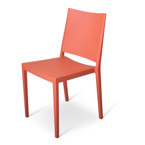 Stapelstoel Waalwijk Stevige designstoel gemaakt van 100% polypropyleen.  UV- en waterbestendig. Makkelijk schoon te maken en geen kleurverlies.  De stoel is versterkt met glasvezel. Kleur: Brick
