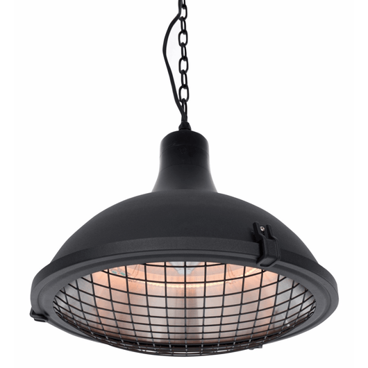 Sunred heater zwart industriële look met hangketting.