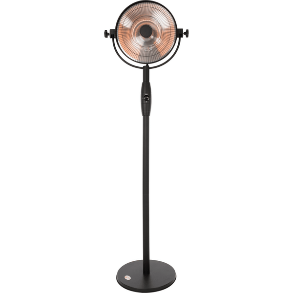 Zwarte staande heater met draaibare kop